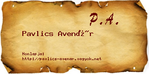 Pavlics Avenár névjegykártya